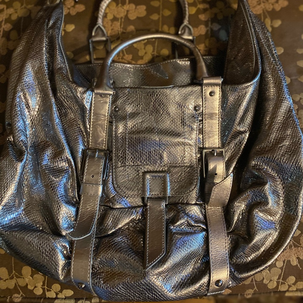 Botkier hobo bag in snake skin leather silver